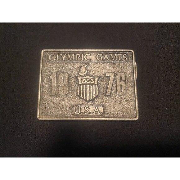 Bergamot Brass Works 1976 Olympic Games Belt Buckle USA Vintage Rectangle Solid - Picture 3 of 7